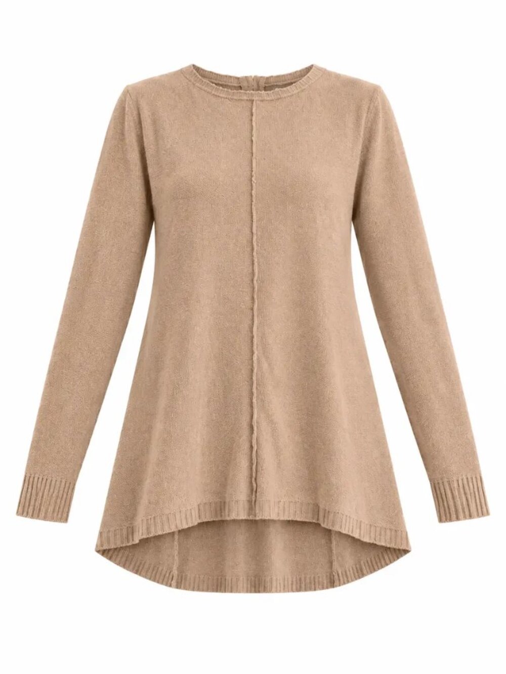 Neiman Marcus Camel Long Cashmere Sweater, Size S